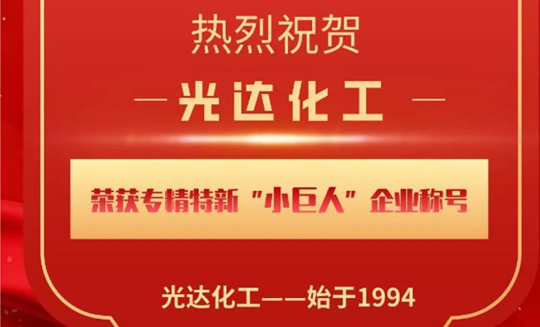 喜報！光達化工榮獲專精特新“小巨人”企業(yè)稱號！